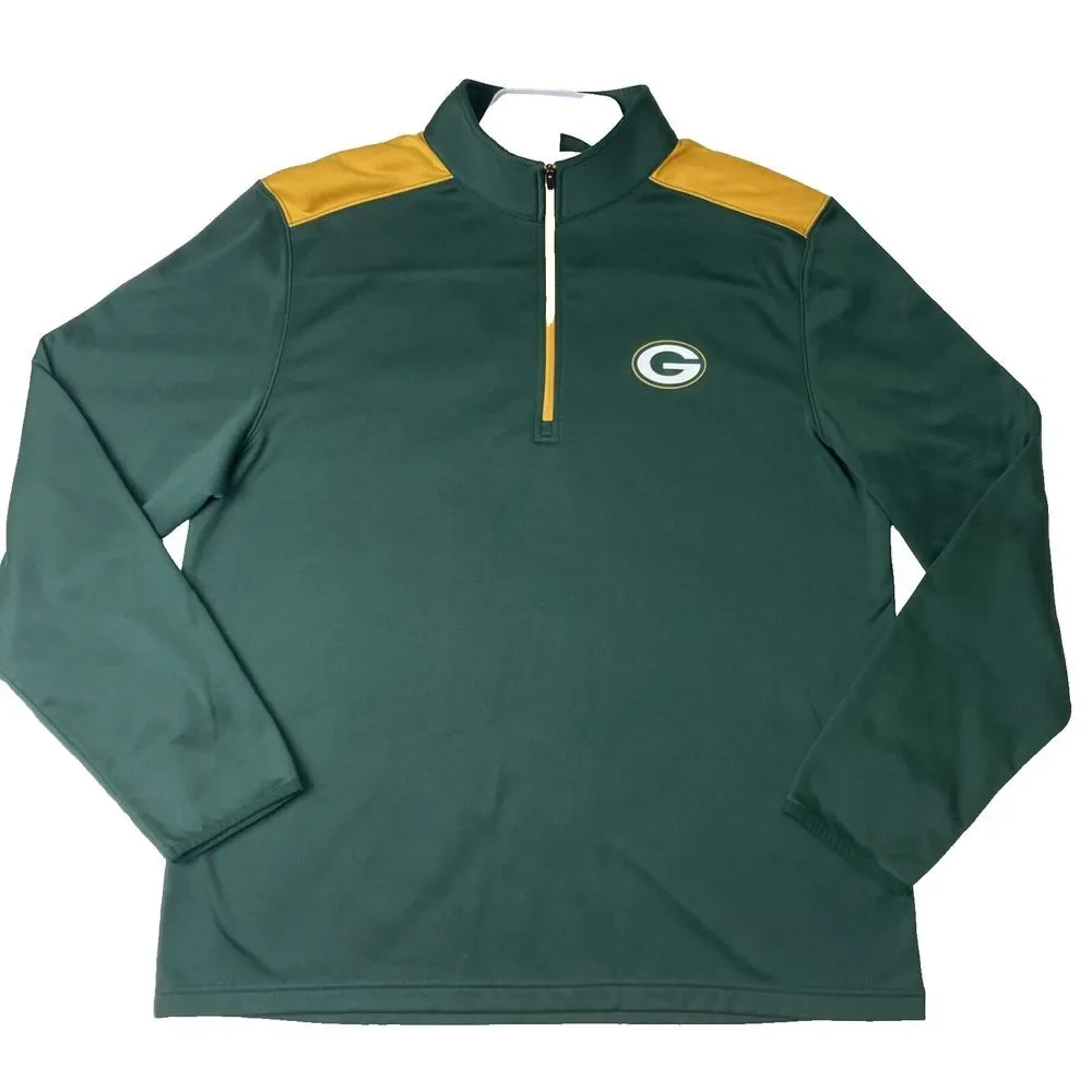 Green Bay Packers Football NFL Team Apparel 1/4 Zip Lightweight Pullover Mens XL
